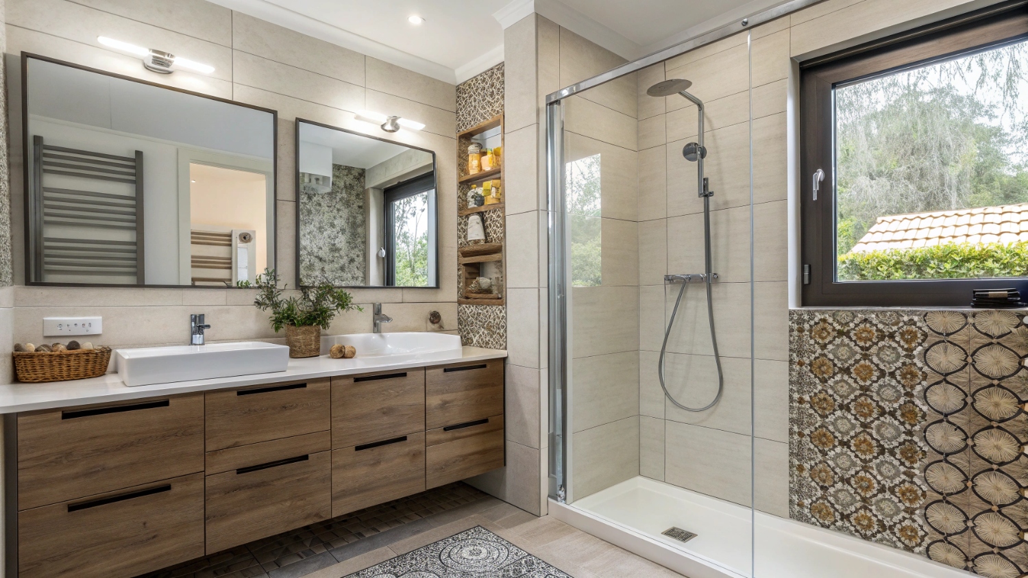 Керамическая плитка и керамогранит с рисунком: акценты и композиции